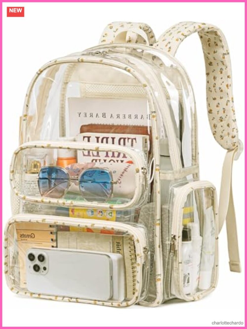 Heavy Duty See Through Backpack Bookbag for College Work Travel Security Stadium